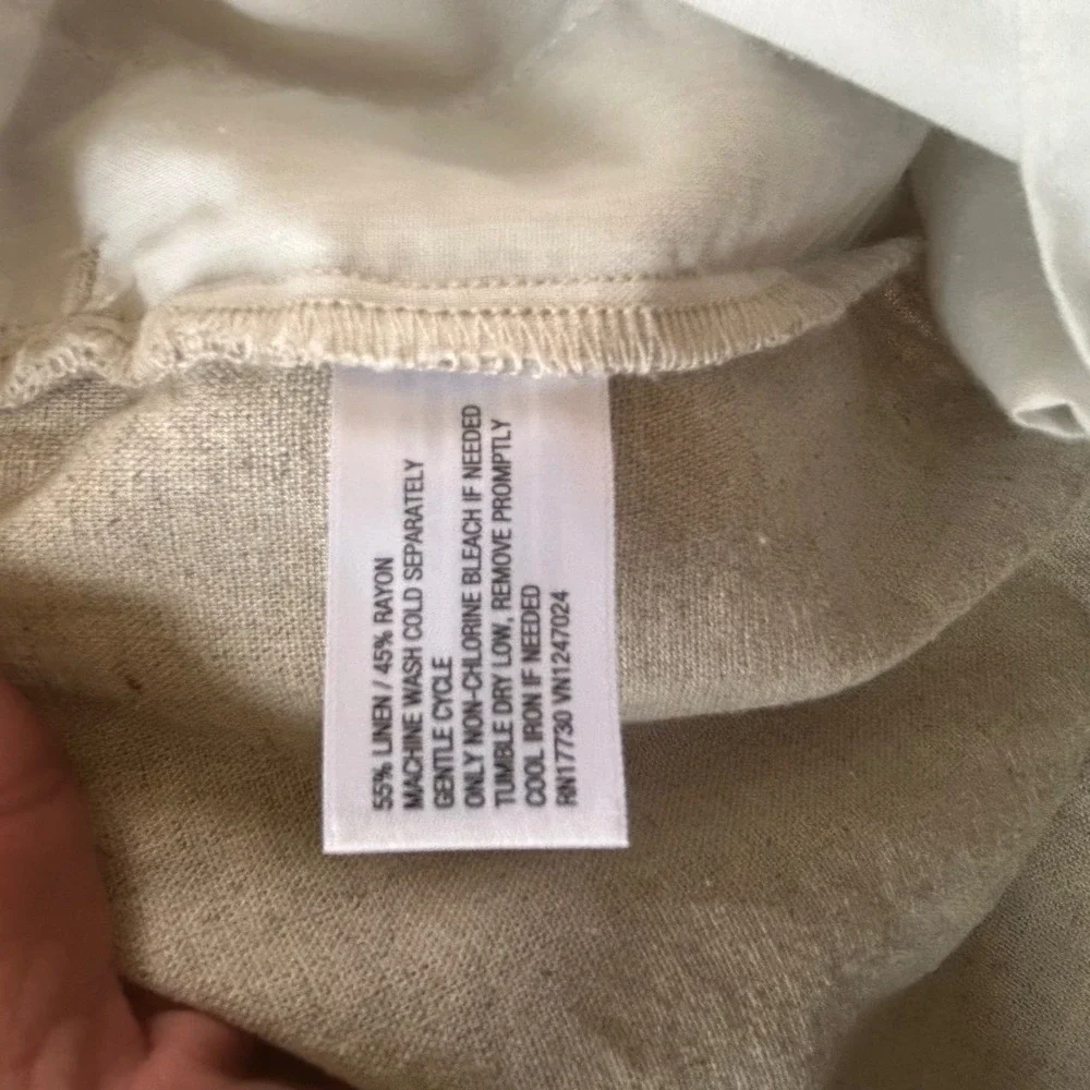 Goodfellow & Co Mens Linen Blend Elastic Waist Pants Beige Oatmeal Large